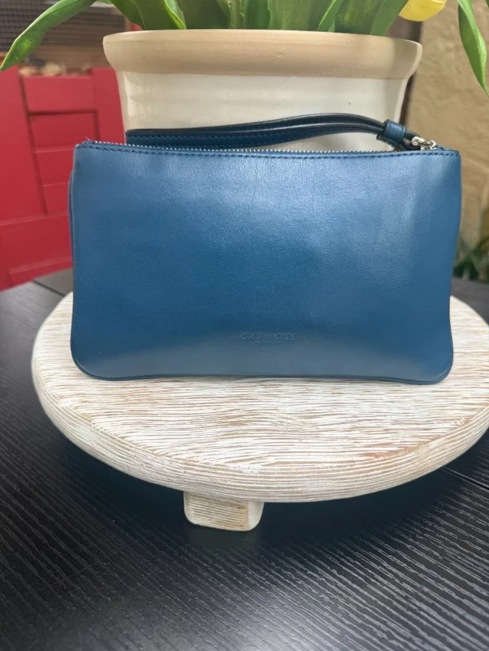 COACH BAZOOKA GUM LMT EDITION Large Wristlet Wallet Collector Blue Leather Retro - Picture 6 of 14